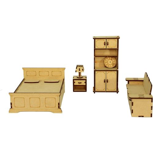 StonKraft Wooden Miniature Furniture - Home Decor, Construction Toy, Modeling Kit, School Project - Easy to Assemble (Extended Furniture)