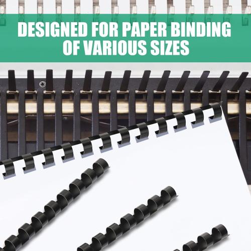 Maitys 300 Pcs Plastic Binding Combs Bulk 19 Ring Comb Spines Letter Size Spiral Binding for Notebook Calendar Picture(3/8 Inch,Black)