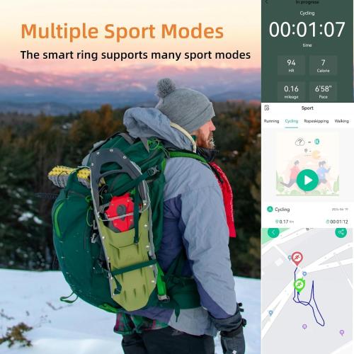 Smart Ring for Women Men, Health Tracker with Heart Rate, Blood Oxygen, Blood Pressure, Sleep Monitor, Step Counting, IP68 Waterproof Fitness Ring, No App Fees for iPhone & Android