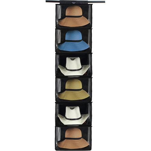 Size XL TreeHouse London Cowboy Hat Rack Storage with Dust Cover - XL 6 Shelf Hanging Hat Organizer for Men and Womens Closets - Hanging Closet Cowboy Cap Hat Holder for Wide Brimmed Hats & Clothes