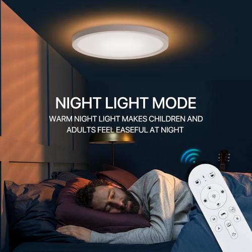 2Pack 12 Inch LED Flush Mount Ceiling Light Fixture with Remote Control, Dimmable 2000K Warm Night Light for Bedroom, 24W 3000K-6500K Color Adjustable Hardwire Lamp for Hallway, Memory Function, White