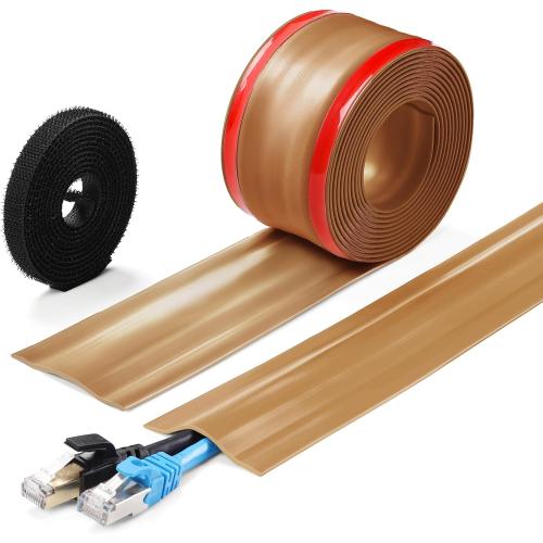ZhiYo 8.2ft Cord Cover for Wires on Floors or Walls, 2.2in Wide, Brown