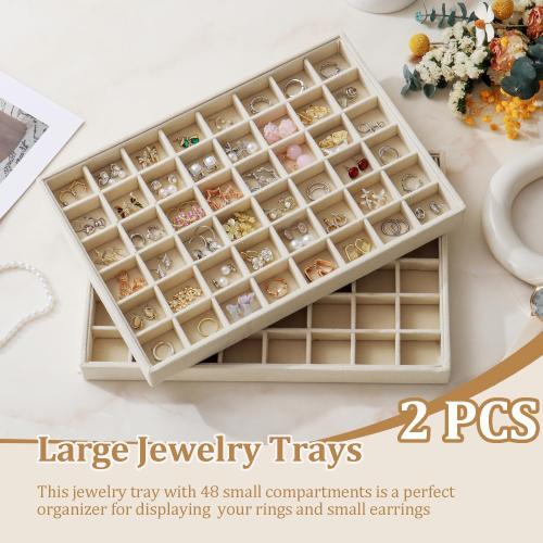 Large Velvet Jewelry Tray Display Drawer Inserts 2 Pack