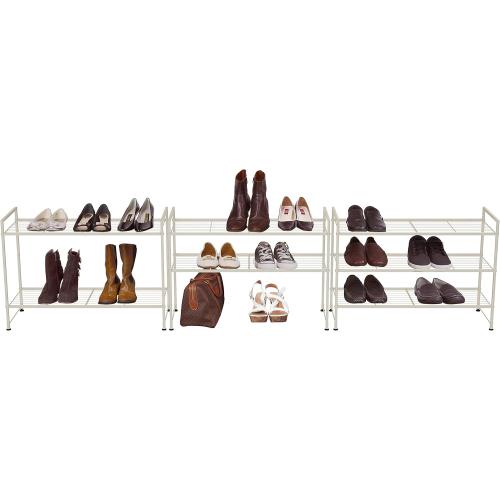 SIMPLE HOUSEWARE 3-Tier Stackable Shoes Rack Storage Shelf, White