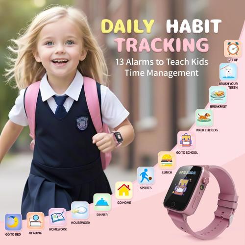 Kids Watches for Girls Toys Age 4-12, Smart Watch for Kids with Camera, 26 Puzzle Games, Alarm Clock, Pedometer, Audiobook, Learn Card, Toddler Watch Birthday Gift for 8 9 10 Year Old Girl