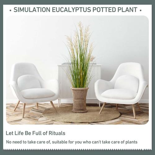 Artificial Plant, 47in Tall Pampas Grass, Faux House Plants in Pot, Indoor Decorative Flowers &Greenery for Home and Office, Ideal Housewarming Gift