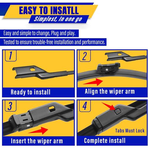 2 wipers Replacement For 2017-2023 Tesla Model 3/2020-2023 Model Y Original Equipment Replacement Wiper Blade - 26/19 (Set of 2) Top Lock