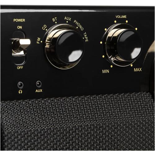 Victrola Empire Signature 7-in-1 Wood Mid Century Modern Bluetooth Record Player