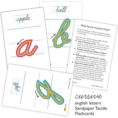 MFM TOYS Sandpaper Tactile English Letters Flashcards (Cursive (Lowercase)) Montessori Lower Case Cursive Sandpaper Letters