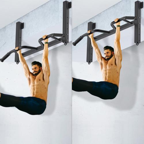 Kipika 32 Ceiling Mounted Pull Up Bar - Heavy Duty, Highly Adjustable, Multifunctional Chin Up Bar - Home Gym System with Punching Bag Hanger and Resistance Bands Training