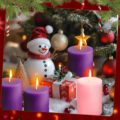 Pillar Advent Candle Set of 4 for Advent Wreaths Candle Holder Unscented Pillar Purple Pink Christmas Pillar Candles for Church & Home Decoration (2 x3 inch)