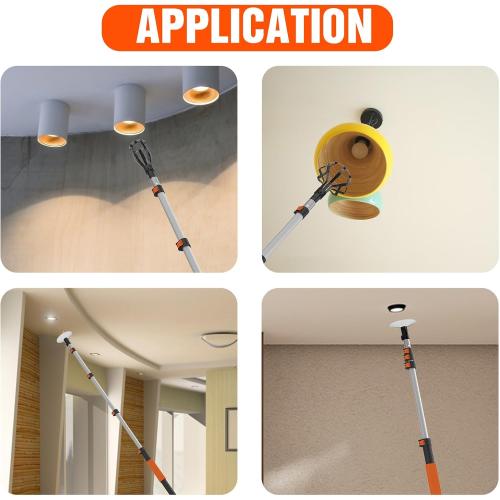 Size 26FT Reach Light Bulb Changer for High Ceilings, Light Bulb Changer with Baskets and Suction Cup for Recessed Lights with 5-20FT Telescoping Extension Pole