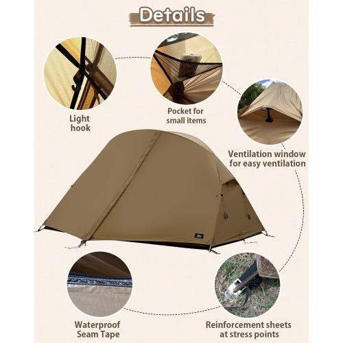 MC TOMOUNT Backpacking Tent Ultralight Nylon 1-2 Person Tent 3.3lbs-4.4lbs for Hiking Camping