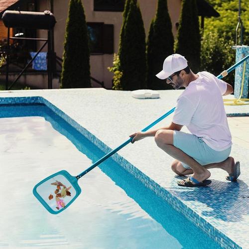 Premium 15 Foot Telescopic Swimming Pool Pole, Adjustable 3 Piece Extendable Pool Cleaning Pole, Blue Anodized Aluminum - for Skimmer Nets, Vacuum Heads and Brushes