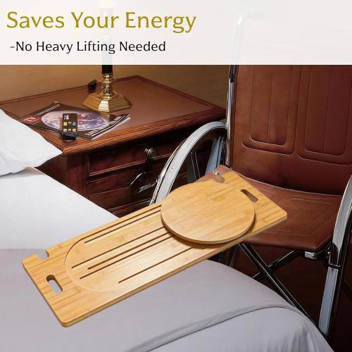 31.5 x 11 Slide Transfer Board with Track Pulley & Turntable - Heavy Duty Wooden Slide Board for Transferring Elderly & Disabled, Hold Up to 500LBS, Transfer to Wheelchair, Bed, Car