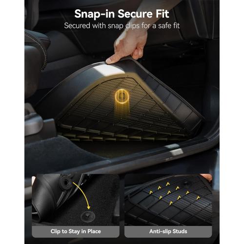 3W Floor Mats Fit for 2019-2025 2026 Chevy Silverado/GMC Sierra Denali 1500 & 2020-2025 2026 GMC Sierra 2500/3500 HD Crew Cab TPE All Weather Floor Liner, Fit For 2nd Row with Factory Carpeted Storage