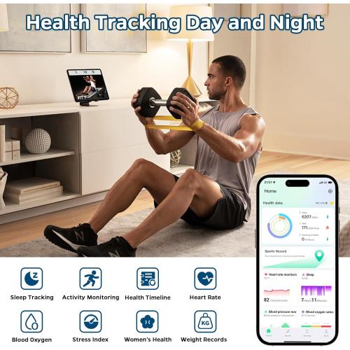 Smart Rings, Fitness Tracker Ring, Heart Rate, Blood Oxygen, Stress, Step Tracker, Sleep Monitoring, Air Gestures, No Subscription Fee, IP68 Waterproof for iPhone&Android (Gold, #11)