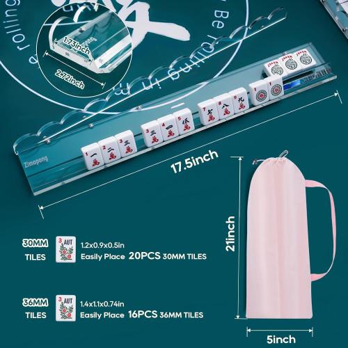 Mahjong Racks with Magnetic Pushers 17.5inch, 4 PCS, Clear Acrylic Scallop Mahjong Rack with Pushers, Ideal Gift for Mahjong Lovers, Parties & Game Nights