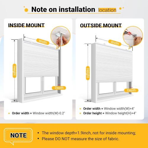 Cordless Light Filtering Cellular Shades Blinds Single Cell Shades for Windows, 36 W by 64 H, White(Light Filtering)