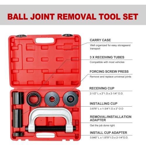 Heavy Duty Ball Joint Press Tool Kit U Joint Remover&Install Set with 4-wheel Drive Adapters for Most 2WD and 4WD Cars and Light Trucks