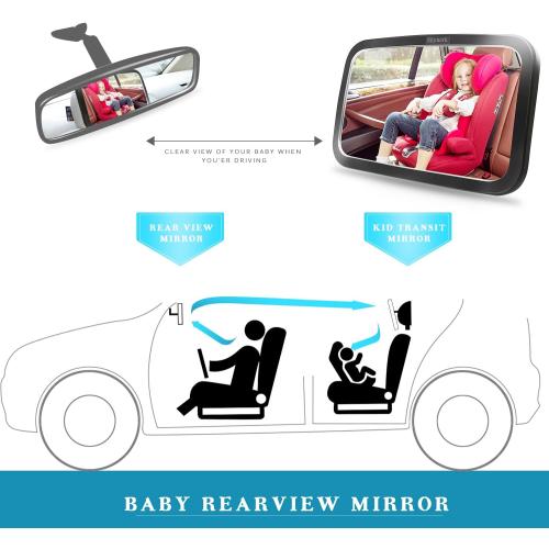 Shynerk Baby Car Mirror, Safety Car Seat Mirror for Rear Facing Infant with Wide Crystal Clear View, Shatterproof, 360° Rotation, Crash Tested and Certified