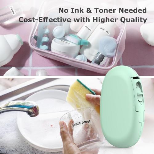 SUPVAN E10 Bluetooth Label Maker Machine with Tape, Continuous Waterproof Label, Versatile App with 35 Fonts and 1k  Icons, Label Printer for Home, Kitchen, School, Office Organization, Green