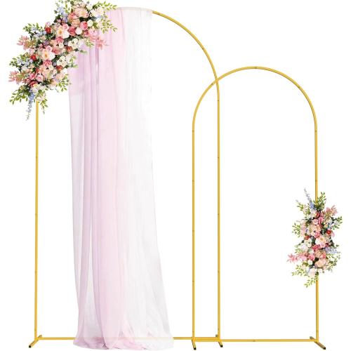 Fomcet Metal Arch Backdrop Stand Set of 2 Gold Wedding Arch Stand 7.2FT & 6FT Arched Backdrop Frame for Birthday Party Baby Shower Graduation Ceremony Decoration
