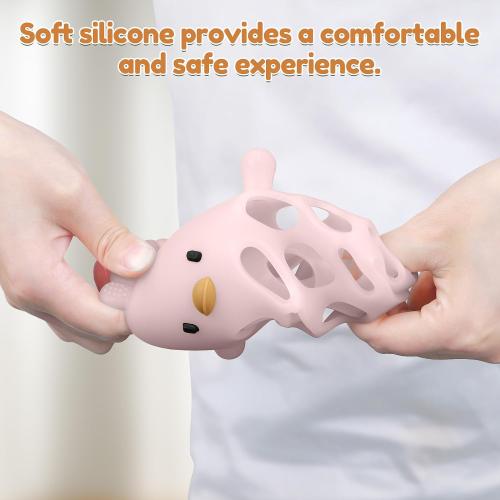 MCGMITT Teethers for Babies 3-6 Months, Easy Grasp Silicone Baby Rattles 0-6 Months, BPA-Free Non Toxic Montessori Infant Toys for Teething Relief, Soft Interactive Infant Car Seat Toys Bath Toys