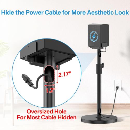 Heavy Duty Speaker Stand Pair for Samsung HW-Q990H/Q990F/Q930F/Q990D/Q930D/Q990C, Height Extend 29–37.5 Speakers Stand, Dual Side Clamp Fits 5–11 Samsung Rear Speaker Stands, Built-in Cable Mgmt