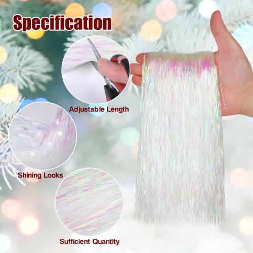 CCINEE 5000 Strands Christmas Tinsel Icicles, 19.7 Mylar Foil Icicle for Xmas Tree, Holiday, Party, Birthday Decorations, Iridescent