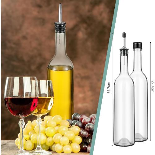 Maxdot 8 Pcs Syrup Bottle Long Neck Glass with Pour Spout, Liquor Syrup
