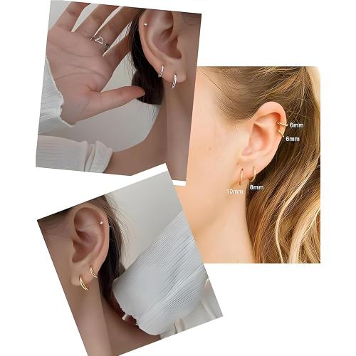 316L Surgical Stainless Steel Huggie Hoop Earrings 6mm 8mm 10mm 11mm 12mm 14mm Hypoallergenic Earrings Hoop Cartilage Helix Lobes Hinged Sleeper Earrings For Men Women