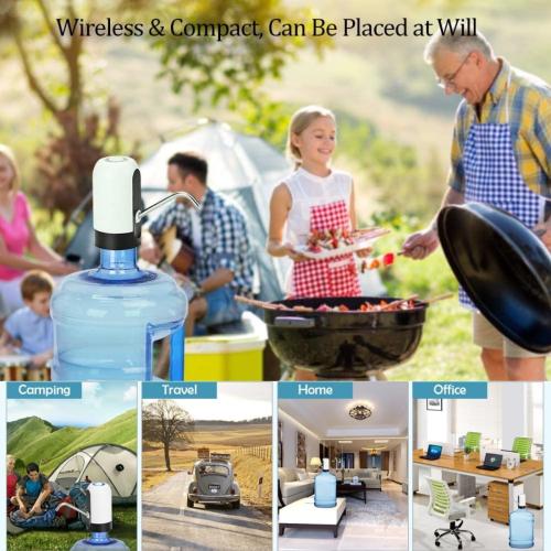 Myvision Water Dispenser for 5 Gallon Bottle,Portable USB Charging Electric Water Pump, Drinking Water Jug Pump for Home, Kitchen, Living Room, Office,Camping,Universal for 3-5 Gallon (White)