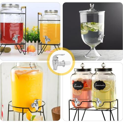 2 Pack Replacement Spigot for Beverage Dispenser - BPA Free Cooler Faucet with Filter Function - Push Style Spigot Tap - Silver