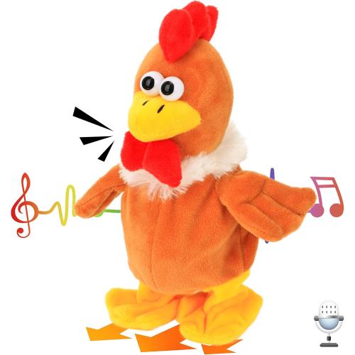 Hopearl Talking Chicken Repeats What You Say Walking Chick Electric Interactive Animated Toy Speaking Plush Buddy Gifts for Toddlers Thanksgiving Day, 9''