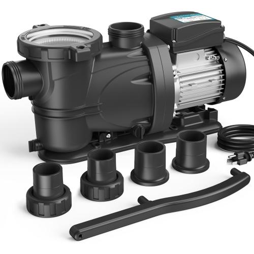 In/Above Ground Pool Pump, Self Primming High Flow (with Timer, 1.5HP, 7350 GPH, 115V)