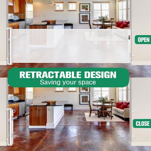 Mom's Choice Awards Winner - 110 Inch Extra Wide Baby Gate for Large Openings Retractable Baby Gates Indoor Outdoor Extra Long Dog Gate for Doorway Stair Gates for Kids or Pets Extra Large Dog Gate