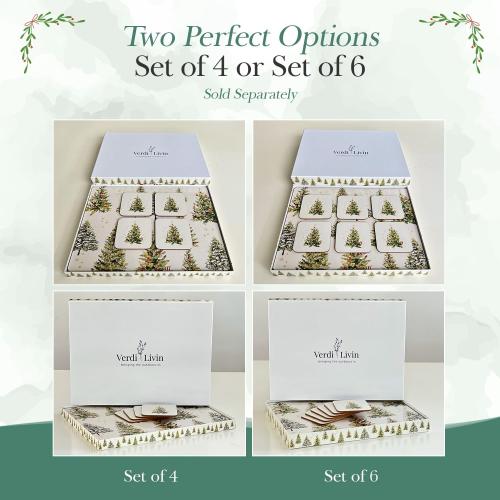 Cork Placemats Set of 4 with Matching Coasters, Heat Resistant, Rectangular 16.15 x 12.2 Inches, Non-Slip, for Dining Table, Christmas (Xmas Trees, Set of 4)