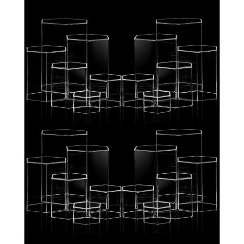 Clear 24pc Jetec Hexagonal Jewelry Display Risers Hexagonal Market Display Risers Stands Acrylic Showcase Acrylic Stand for Jewelry Model Figures Decoration, 6 Sizes(Clear,24 Pieces)