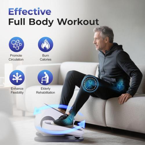 Under Desk Elliptical Machine, Electric Leg Exerciser While Sitting for Seniors with Remote Control, Whisper Quiet Motorized Seated Pedal Exerciser, Home Office Daily Use, No Assembly Required