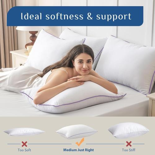 JOLLYVOGUE Pillows Queen Size Set of 2, Soft Supportive Bed Pillows with Super Soft Down Alternative Fill, Luxury Fluffy Hotel Quality for Side, Back, and Stomach Sleepers
