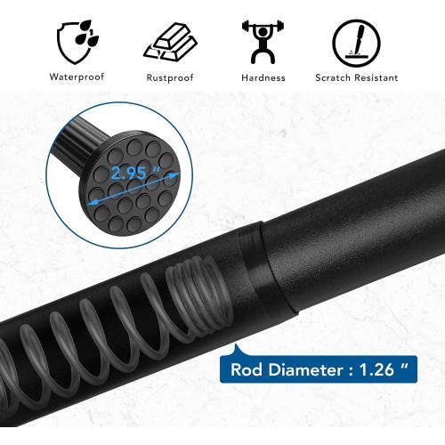 Tension Curtain Rod, 51-165 Inch,Spring Shower Closet for Windows or Shower,Easy to Install, No Drilling, Rust, Bathroom, Rod Diameter 1.26 Inches, Black,Umimile