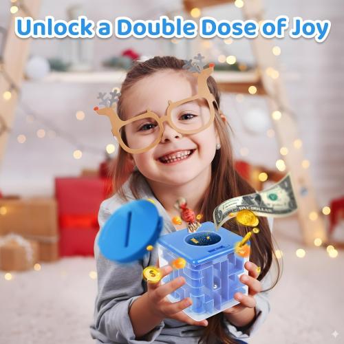 Money Maze Puzzle Boxes Blue, Money Gift Boxes for Cash Pop Up, Money Puzzle Box for Cash Gift Kids Adults