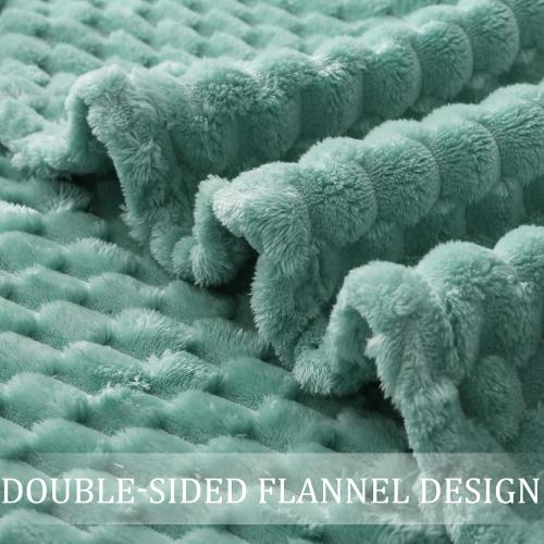 Exclusivo Mezcla Extra Large Soft Fleece Throw Blanket, 50x70 Inches 3D Clouds Stylish Jacquard Throw Blanket for Couch, Cozy Soft Lightweight for All Season, Celadon Blanket