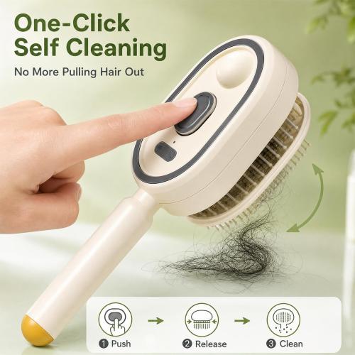 Electric Spray Air Cushion Massage Comb,Upgraded 5 in 1 Rechargeable Air Cushion Hair Brush, Retractable Self-Cleaning Steam Brush for Frizzy Hair & Scalp Care, Anti-Static & Detangling (Beige)