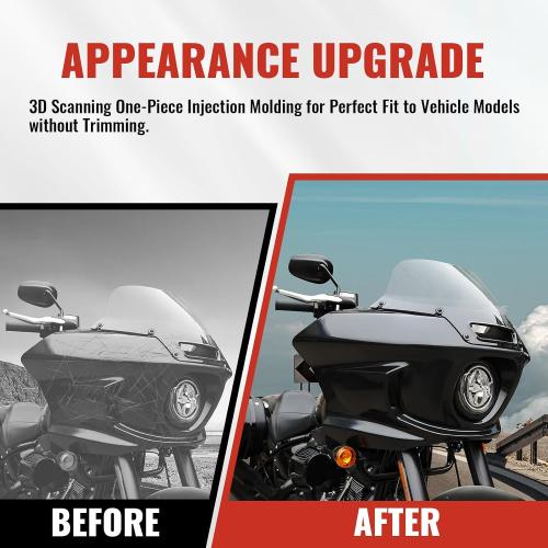 Headlight Fairing   Smoked 7 Windshield for Low Rider, Upper Outer Fairing w/Bracket Support Mount Kit For Harley Low Rider ST FXLRST 2022-2025, Low Rider El Diablo FXRST 2022 (Black)