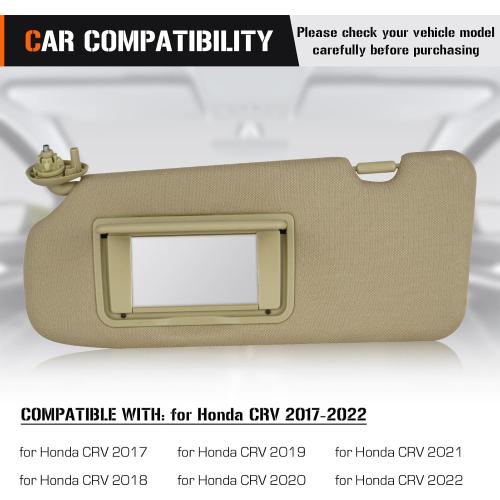 Sun Visor for Honda CRV 2017-2022 Without Light, Left Driver Side Beige SunVisor Replacement 83280TLAA12ZB
