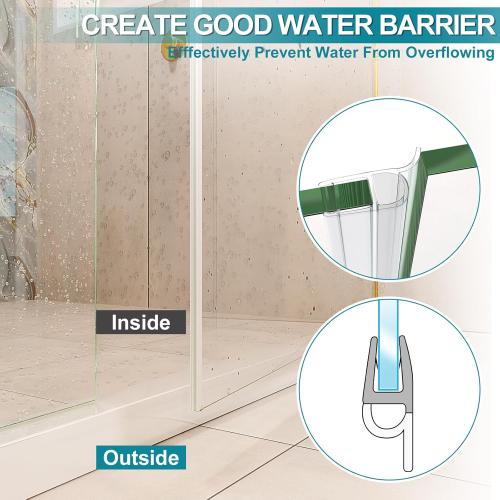 Shower Door Side Seal Strip 78.74 Inch (39.37 x 2 Pcs) for 1/4(6 mm) Frameless Glass Sliding or Swing Door (U Type) Sweep Clear PVC Waterproof to Stop Shower Leaks No Adhesive Needed