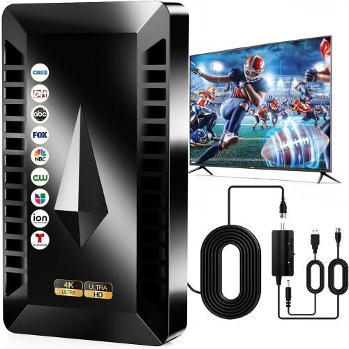 Digital Antenna for Smart TV Indoor Outdoor, HD Antennas for Local Channels with Amplifier Support All TVs, Clear Reception for 8K 4K 1080P