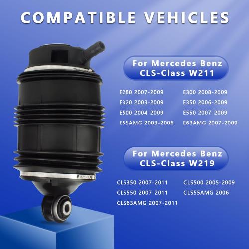 Rear Air Spring Bag Suspension Kit Compatible with 2004-2011 Mercedes Benz CLS-Class W211 W219 E280 E300 E320 E350 E500 E550 E55AMG CLS350 500 550 55AMG 63AMG2113200725 2113200825(2Pack)